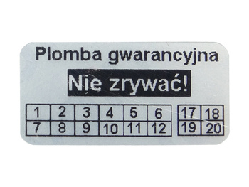 Plomby gwarancyjne stickery 20x8 void mat 1000 szt twój nadruk !