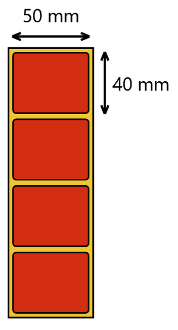 Etykieta termiczna 50x40 czerwona / 1000 szt / 40