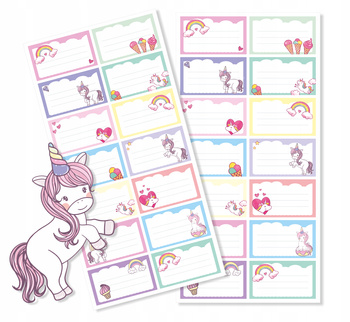 Naklejki na zeszyty 70x40 wzór kucyki 14 szt na arkuszu