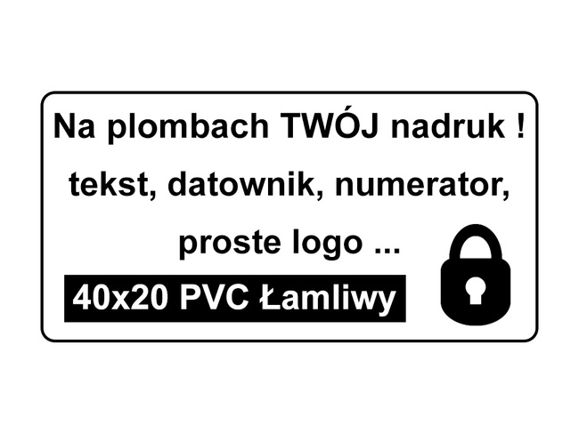 40x20mm plomby pvc łamliwy 500szt twój nadruk