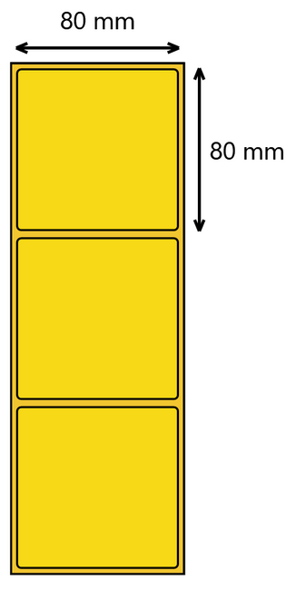 Etykieta termiczna 80x80 żółta / 500 szt / 40
