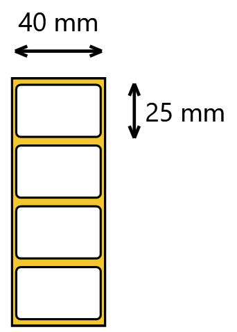 Etykieta termiczna 40x25 żółta / 2000 szt / 40