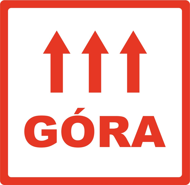 Etykieta ostrzegawcza 85x85 góra /500 szt