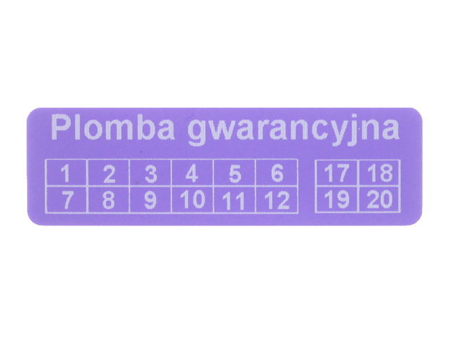 Plomby serwisowe stickery 40x12 purpurowy 500 szt twój nadruk !