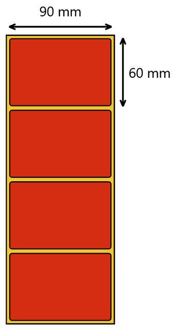 Etykieta termiczna 90x60 czerwona / 1000 szt / 40