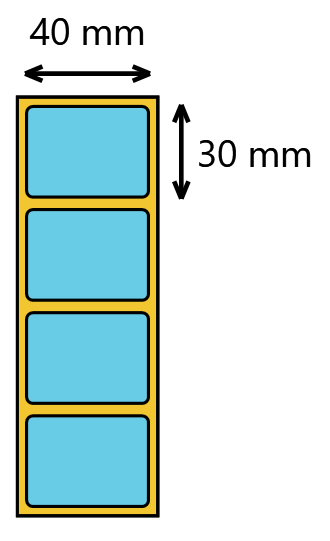 Etykieta termiczna 40x30 niebieska  / 2000 szt / 40