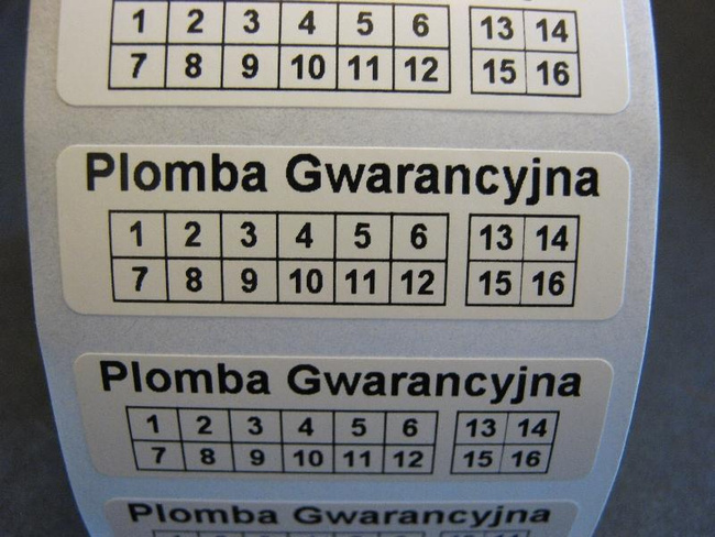 Plomby gwarancyjne 40x12 akrylit kruszące 500szt twój nadruk !