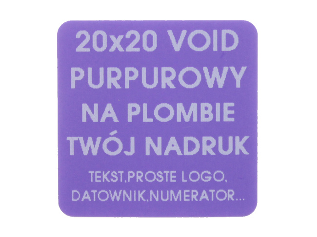 Plomba stickery 20x20 purpurowy void 500szt twój nadruk !