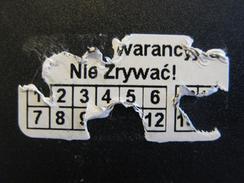 Plomby stickery gwarancyjne 50x20 kruszące 500szt twój nadruk !