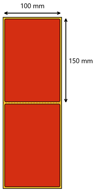 Etykieta termiczna 100x150 czerwona perforacja / 500 szt / 40