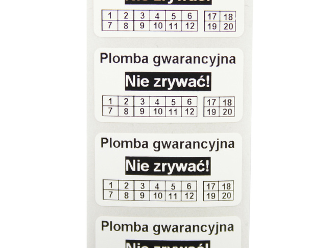 30x15mm plomby pvc łamliwy 1000szt twój nadruk