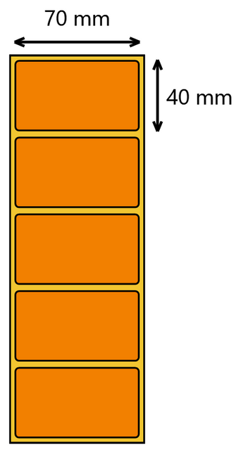 Etykieta termiczna 70x40 pomarańczowa / 1000 szt / 40