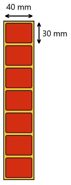 Etykieta termiczna 40x30 czerwona / 2000 szt / 40