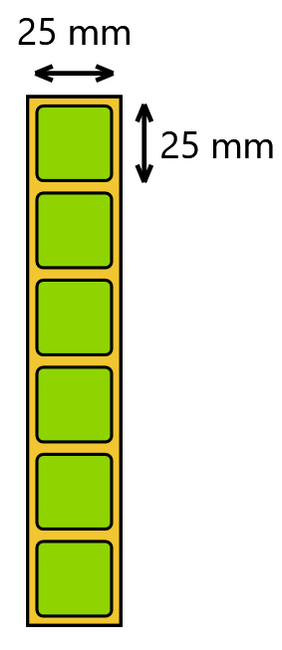 Etykieta termiczna 25x25 zielona / 2000 szt / 40