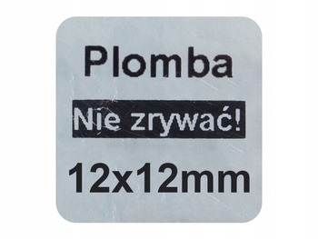 Plomby gwarancyjne stickery 12x12 void mat 500 szt twój nadruk !