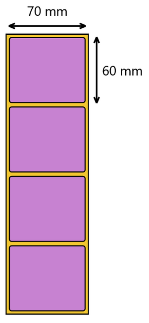 Etykieta termiczna 70x60 fioletowa / 1000 szt / 40
