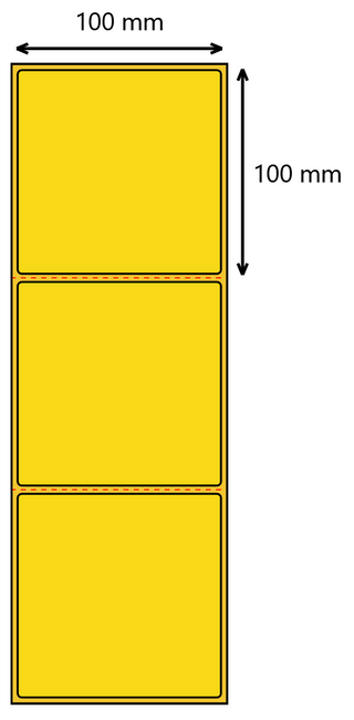Etykieta termiczna 100x100 żółta perforacja / 500 / 40