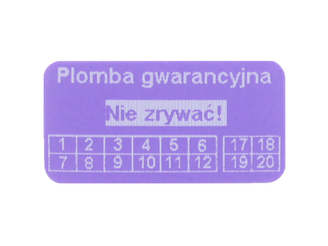 Plomba stickery 20x8 purpurowy void 500szt twój nadruk !