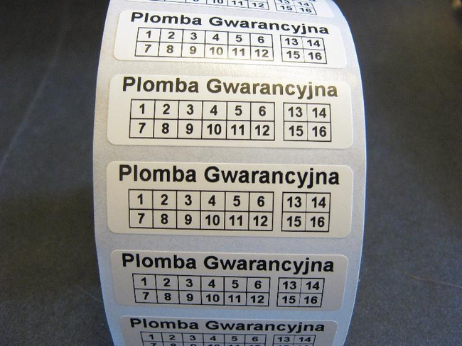 Plomby gwarancyjne 40x12 akrylit kruszące 500szt twój nadruk !