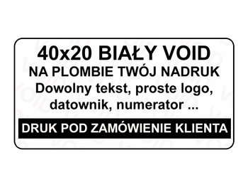 Plomby gwar stickery void biały 40x20 1000 szt twój nadruk !