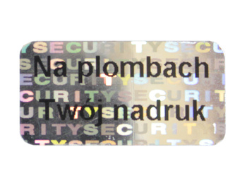 Plomby gwarancyjne stickery 20x10 hologram 250szt twój nadruk !