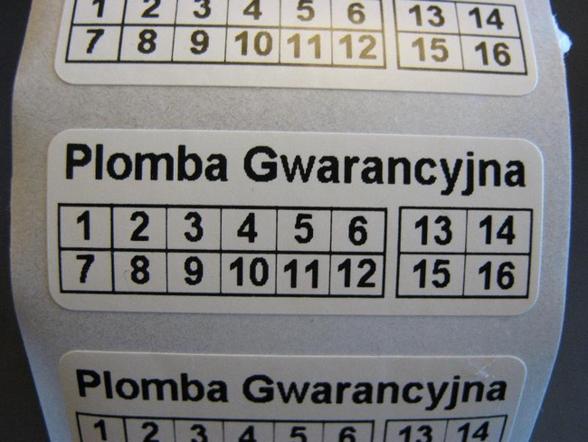 Plomby gwarancyjne 40x12 akrylit kruszące 500szt twój nadruk !