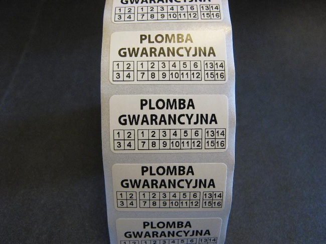 Plomby gwarancyjne 32x20 akrylit kruszące 1000szt twój nadruk !