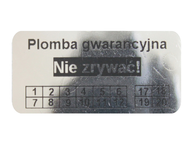Plomby gwarancyjne stickery 30x15 void lustrzany 500szt twój nadruk !