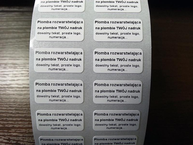 Plomby gwarancyjne stickery 20x10 nowość folia rzw 250szt twój nadruk !