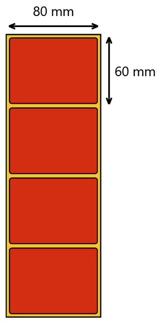Etykieta termiczna 80x60 czerwony /  1000 szt / 40