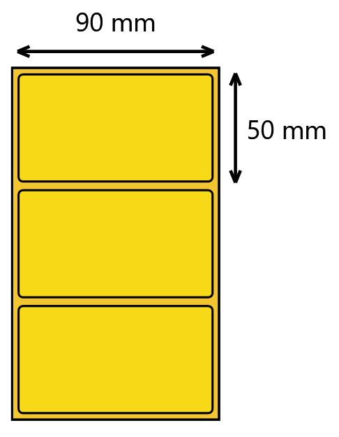 Etykieta termiczna 90x50 żółta / 1000 szt / 40