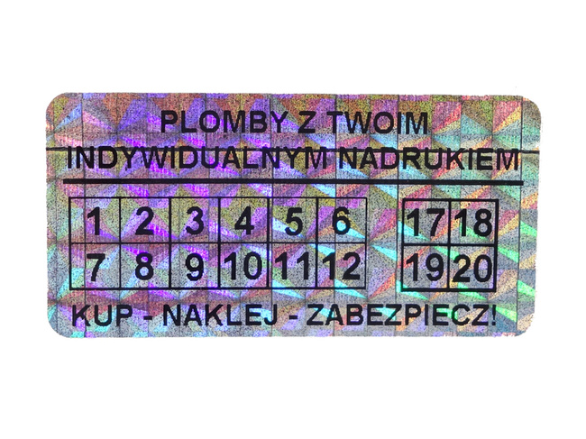 50x20mm hologram tetragon 250szt z twoim nadrukiem