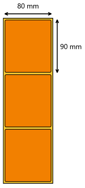 Etykieta termiczna 80x90 pomarańczowa / 500 szt / 40