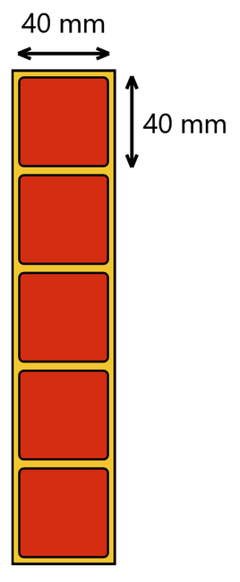 Etykieta termiczna 40x40 czerwona / 1000 szt / 40