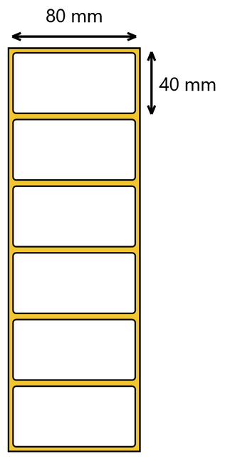 Etykieta foliowa 80x40 pp / 1000 szt / 40