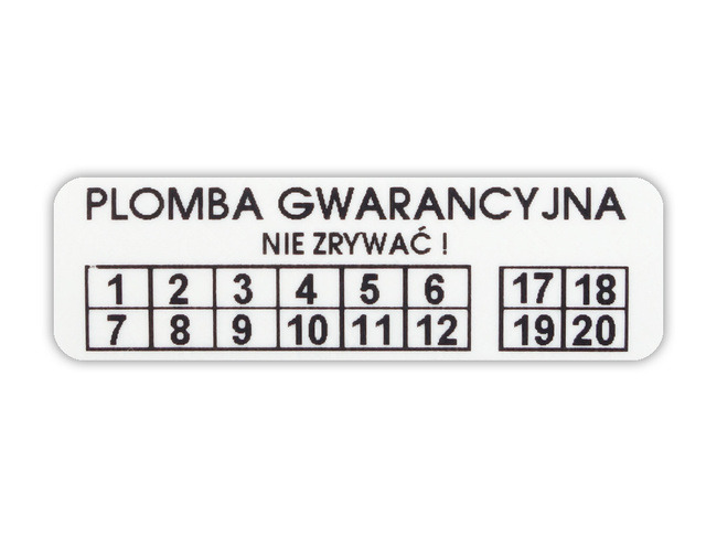 Plomby gwar stickery void biały 40x12 1000szt twój nadruk !