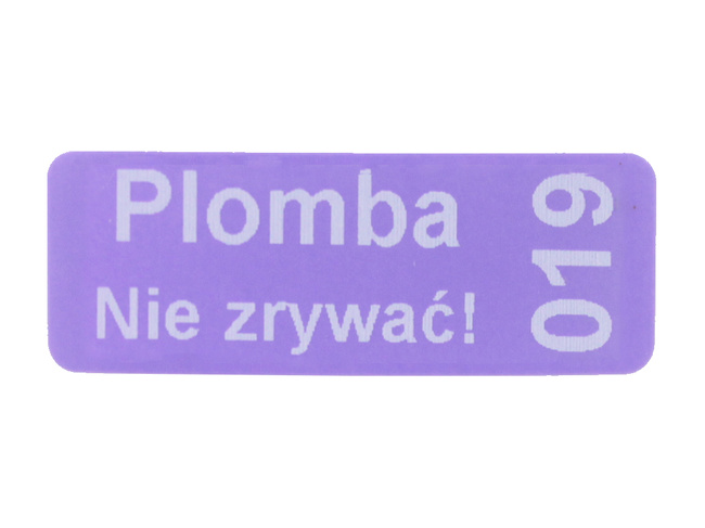 Plomby serwisowe stickery 30x11 purpurowy 1000szt twój nadruk !