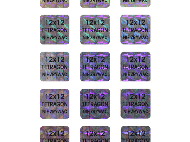 12x12mm hologram tetragon 500szt plomba z twoim nadrukiem