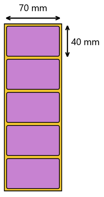 Etykieta termiczna 70x40 fioletowa / 1000 szt / 40