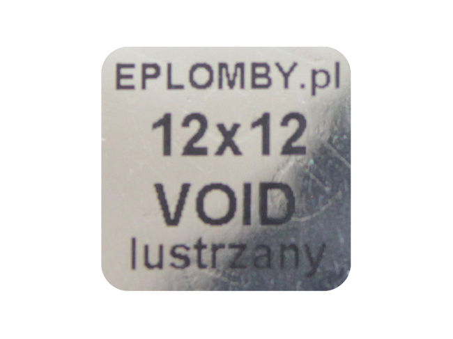 Plomby gwarancyjne stickery 12x12mm void lustrzany 1000szt twój nadruk !