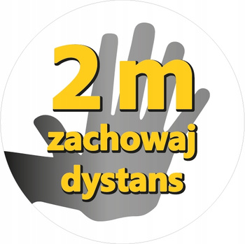 Naklejka foliowa fi200 zachowaj dystans 2m