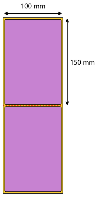 Etykieta termiczna 100x150 fioletowa perforacja / 500 szt / 40