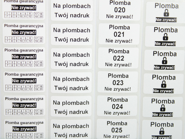 30x15mm plomby pvc łamliwy 1000szt twój nadruk
