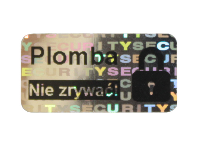 Plomby gwarancyjne stickery 20x10 hologram 250szt twój nadruk !