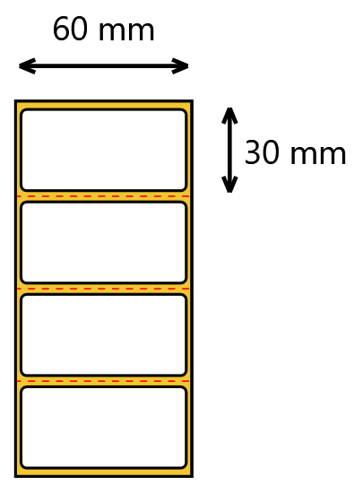 Etykieta termiczna 60x30 perforacja / 2000 szt / 40