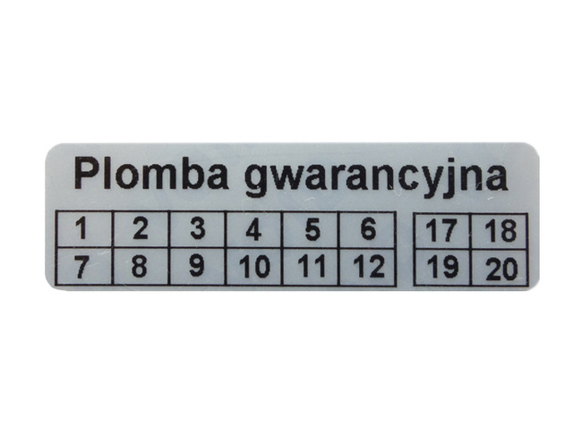 Plomby gwarancyjne stickery 40x12 void mat 1000szt twój nadruk !
