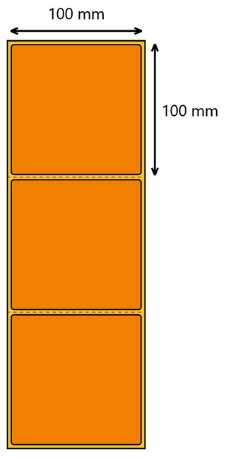Etykieta termiczna 100x100 pomarańczowa perforacja / 500 / 40