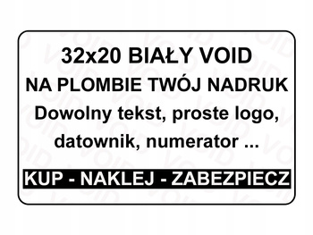 Plomby naklejki stickery 32x20 void biały 500 szt twój nadruk !