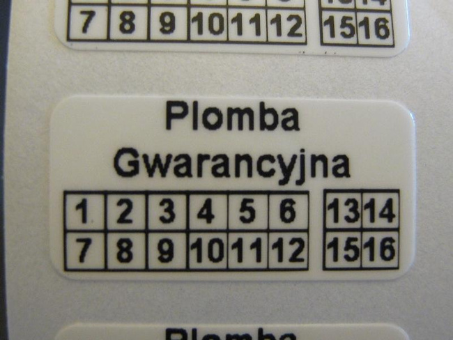 Plomba gwarancyjna biała 20x8 void 250 szt