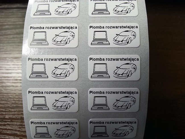 Plomby gwarancyjne stickery 20x10 nowość folia rzw 250szt twój nadruk !